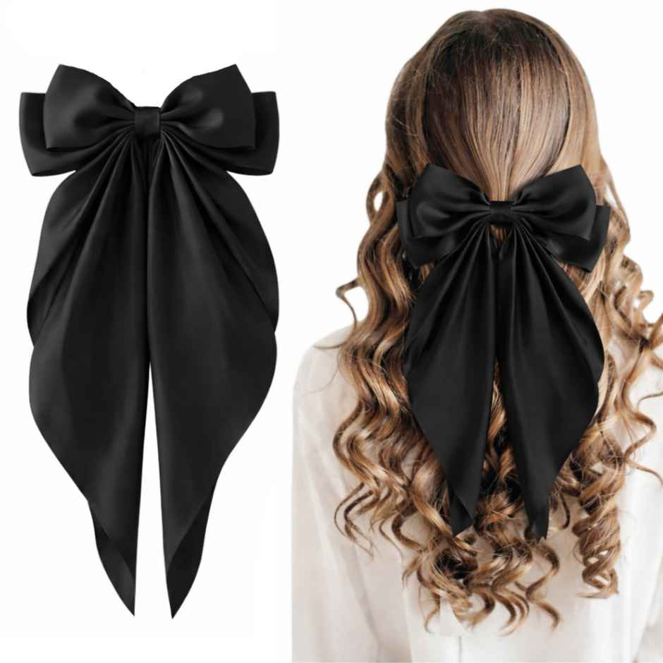 Gleva Satin Bow Clips for Hair, Luxury Silky Bow Barrettes, Cute Elegant Korean Hair Pin For Women