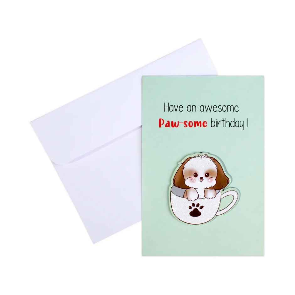 Itsy Bitsy Greeting Card & Envelope Pawsome Birthday 4 x 6 Inch 2 Pc Pb Lb