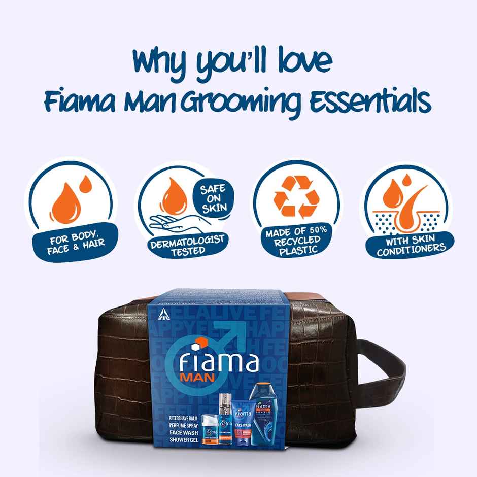 Fiama Men Grooming Essentials Gift Set, Free Pouch