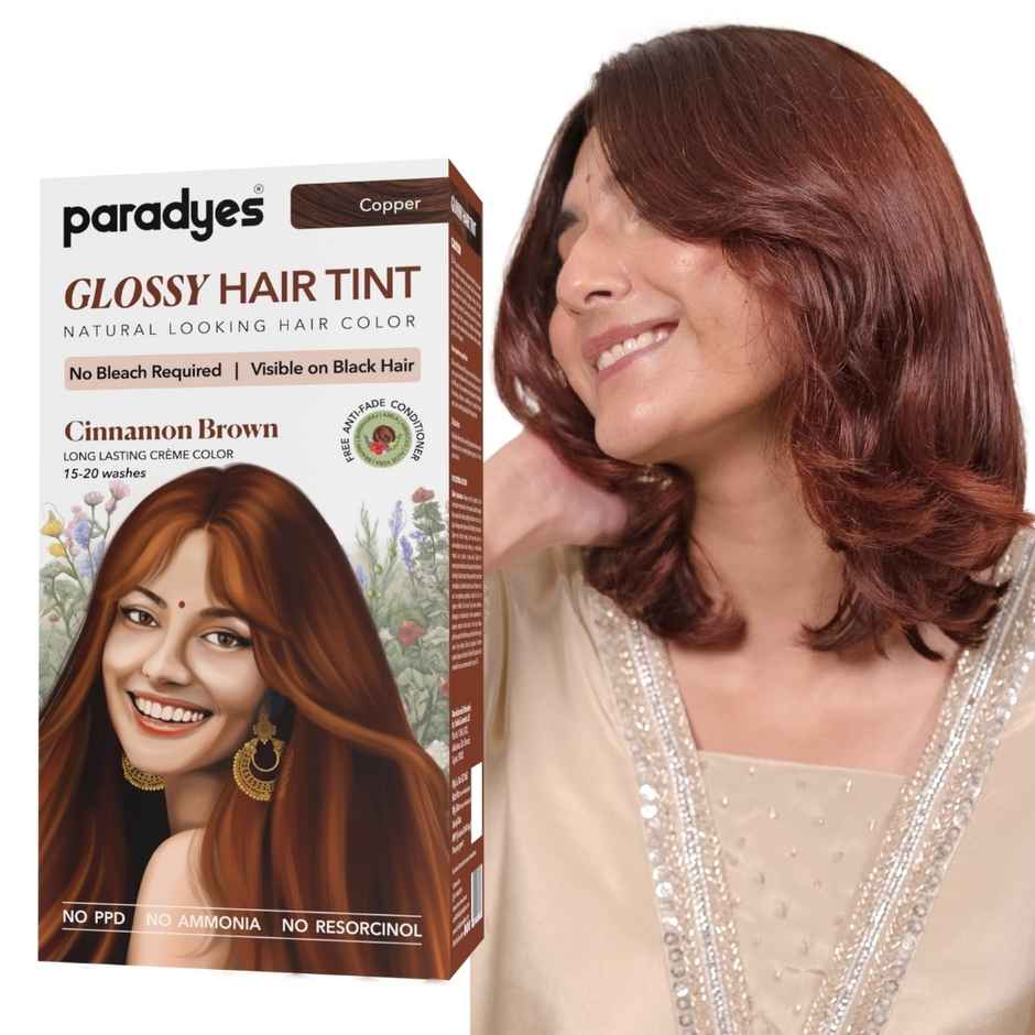 Paradyes No Bleach Cinnamon Brown Glossy Hair Tint, Ammonia|free Hair Color for Natural Black Hair