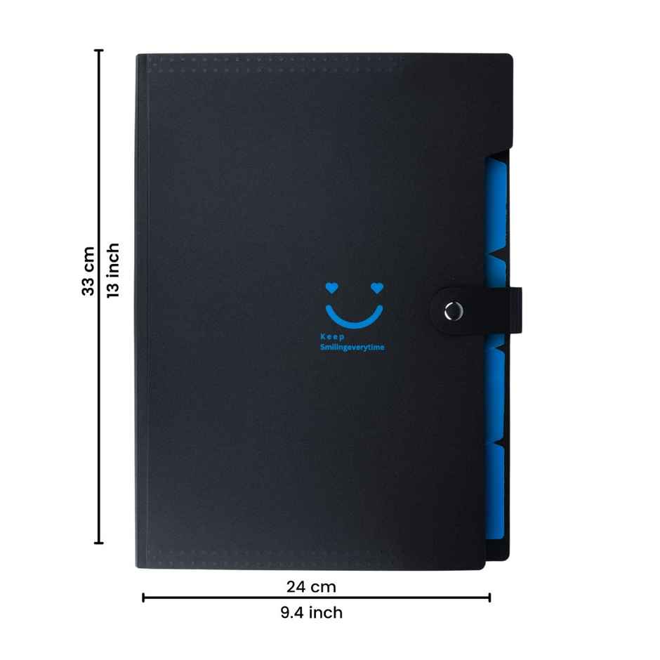 SPS 5 Pocket Expanding File Folder | Smile Design | Blue | Document Organizer | School & Office Papers