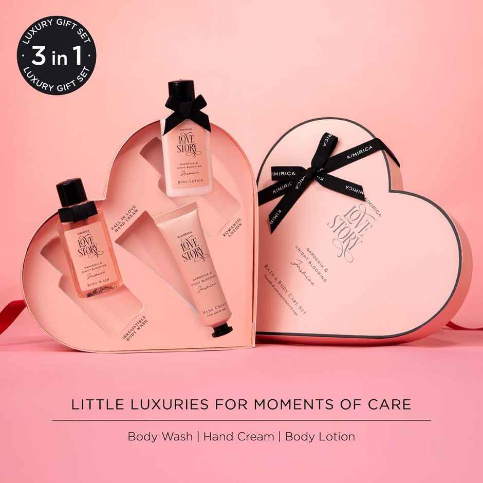 Kimirica Love Story Little Heart Gift set | Luxury Self-Care Box with Bath & Body Essentials