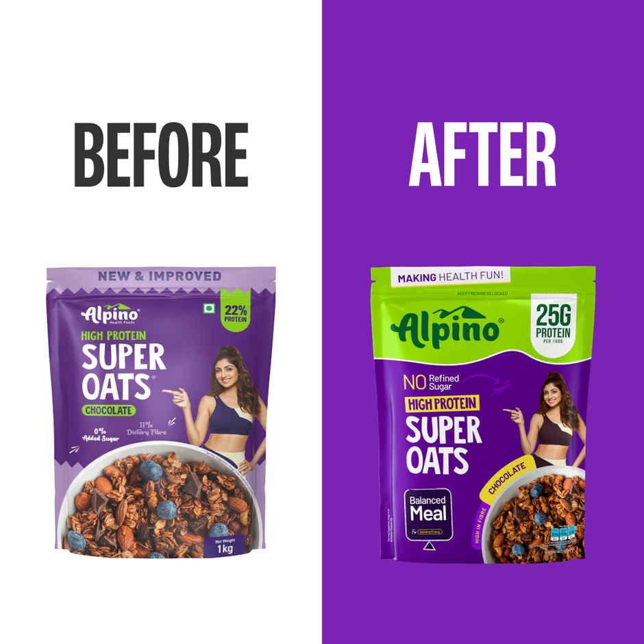 Alpino 25g High Protein Super Oats Chocolate with Almonds & Raisins | No Added Sugar & Salt