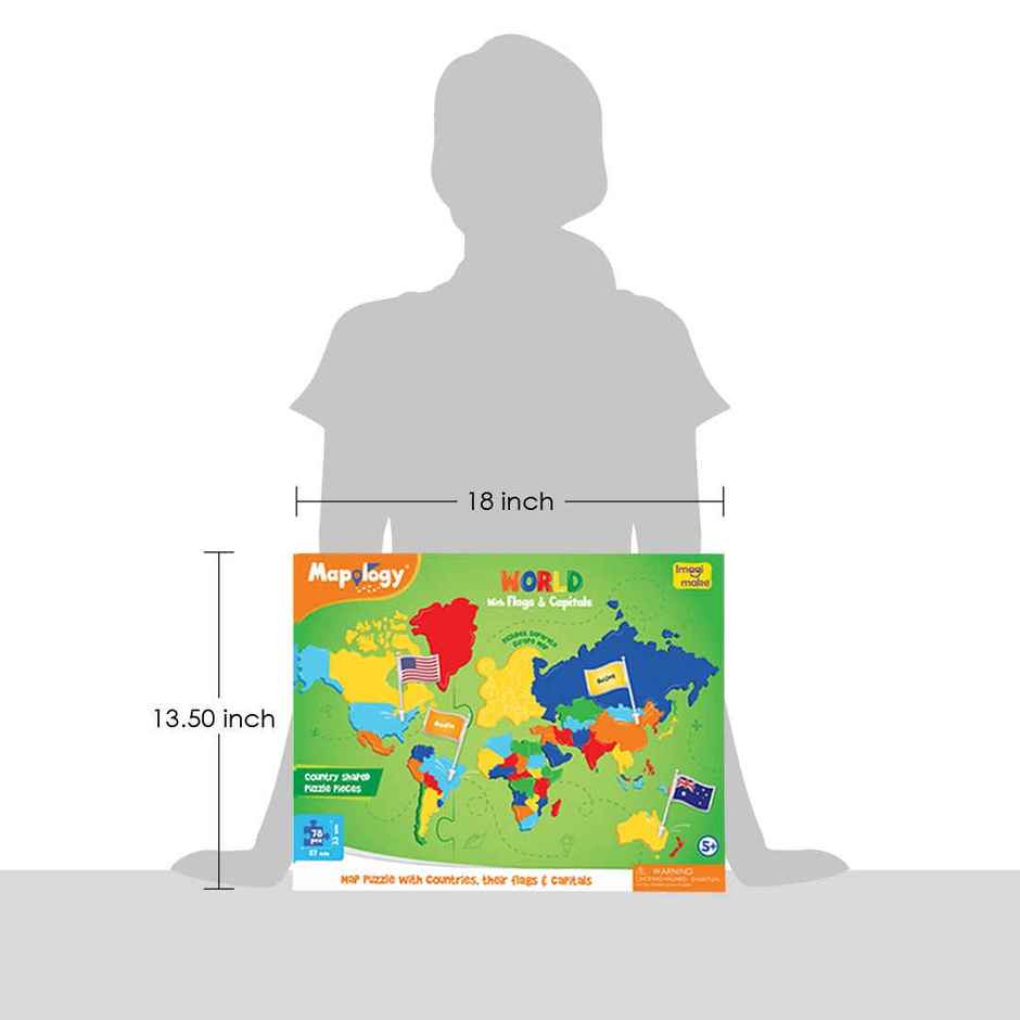 Imagimake Mapology World Flags & Capitals Puzzle | Geography Learning Toy | Flag Recognition Game