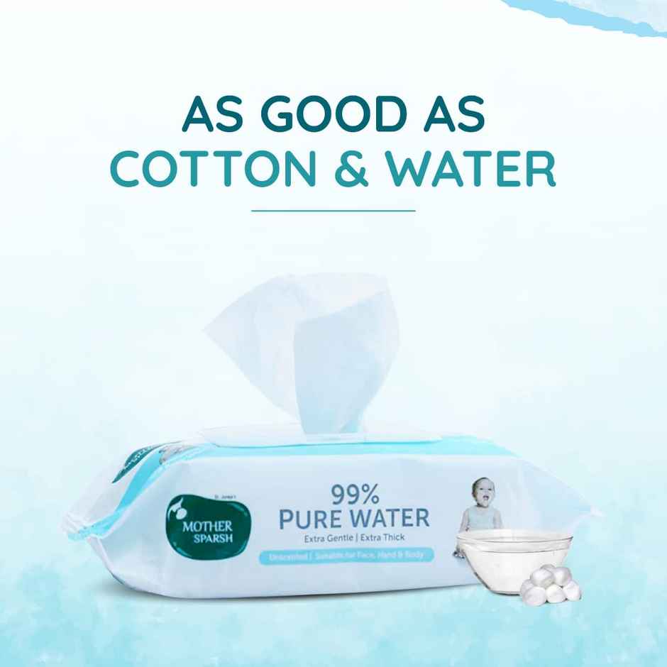 Mother Sparsh 99% Pure Water Unscented Baby Wipes | 72 Pulls Per Pack