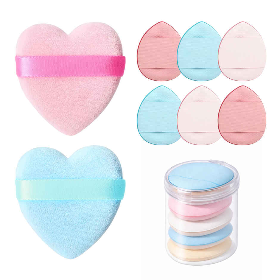 Multibirte Mini Finger Puffs With 2 Heart Blender Sponge for Foundation Concealer & Powder