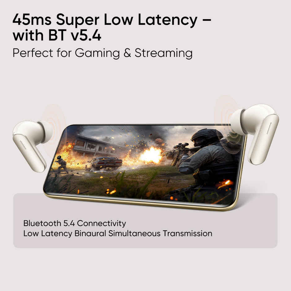 realme Buds Air 7 | 12.4mm Bass, 52H Playtime, 52dB ANC, 6 Mic ENC, Low Latency | Ivory Gold