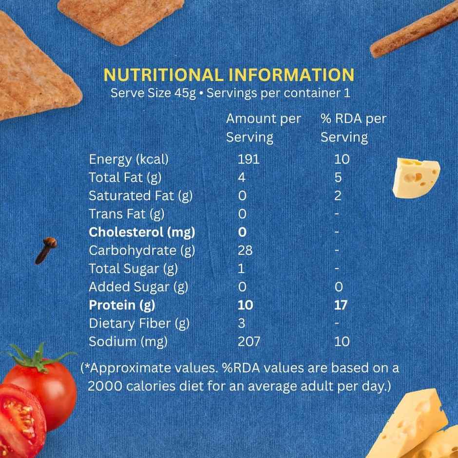 The Baker's Dozen Protein Chips Cheesy Tomato Multigrain | 10g Protein | Baked | Healthy Snacks
