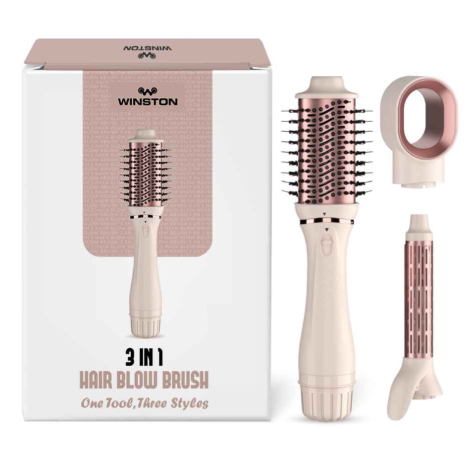 Winston 3 in 1 Hair Styling Blow Brush Blow Dryer, Curling Iron, & Volumizing Brush - Pink