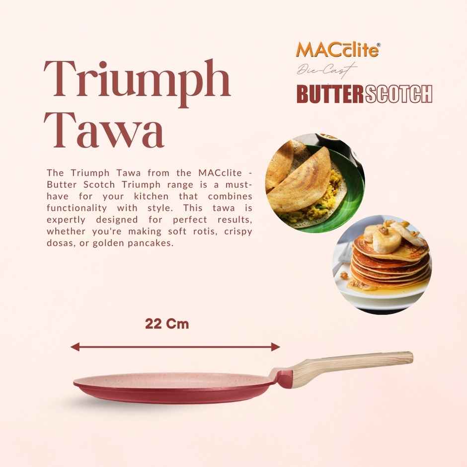 Macclite Non-Stick Tawa | 22 cm | Induction Compatible