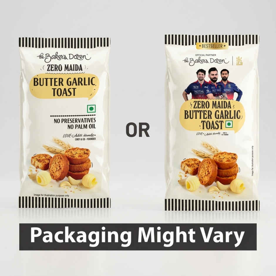 The Baker's Dozen Zero Maida Butter Garlic Toast | Baked | No Palm Oil | Pure Whole Wheat