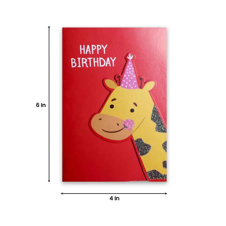 Itsy Bitsy Greeting Card & Envelope Birthday Giraffe 4 x 6 Inch 2 Pc Pb Lb