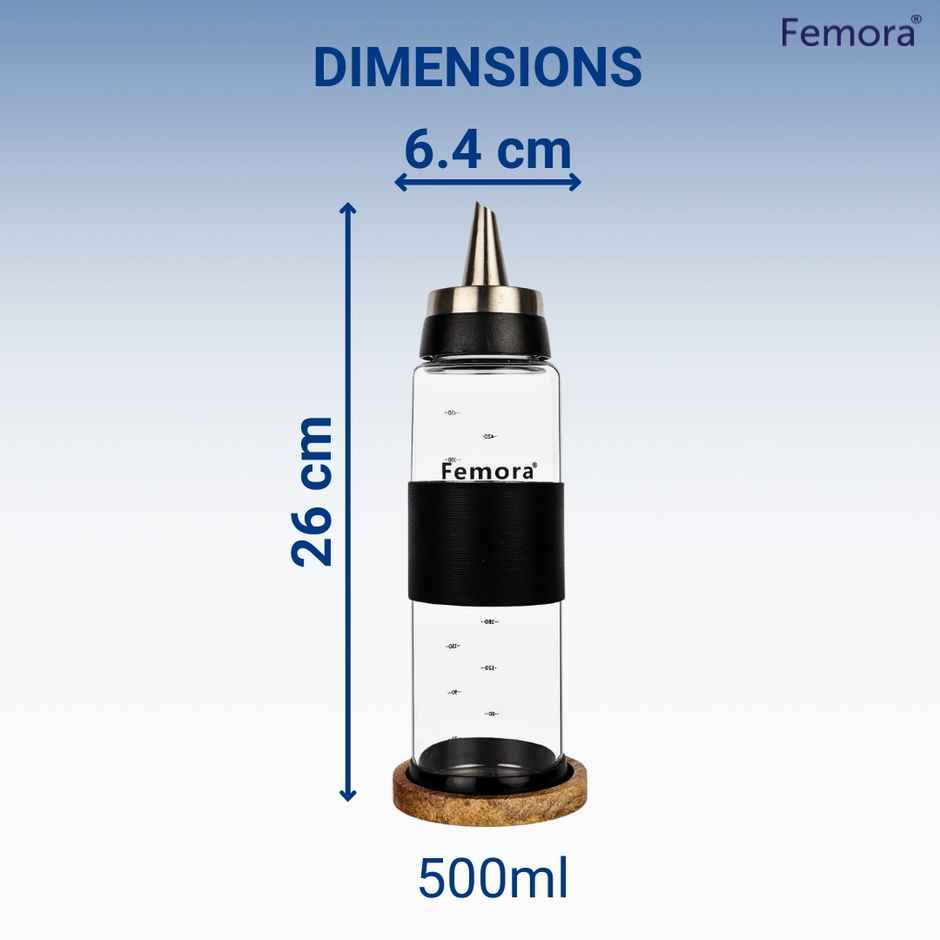 Femora Leak Proof Oil Flow Oil Bottle Dispenser With Silicone Support 500Ml Borosilicate Glass