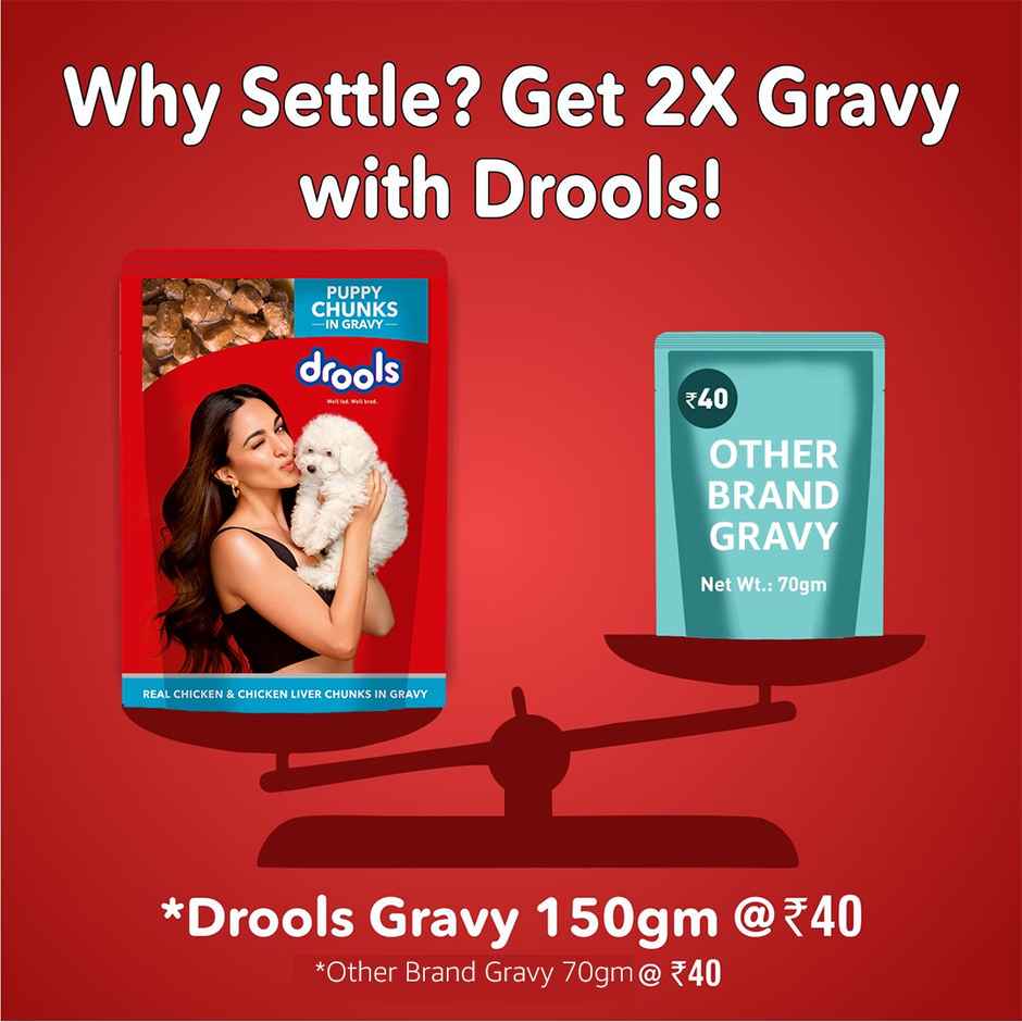 Drools Puppy Real Chicken And Chicken Liver Chunks In Gravy (150 gm x 30)