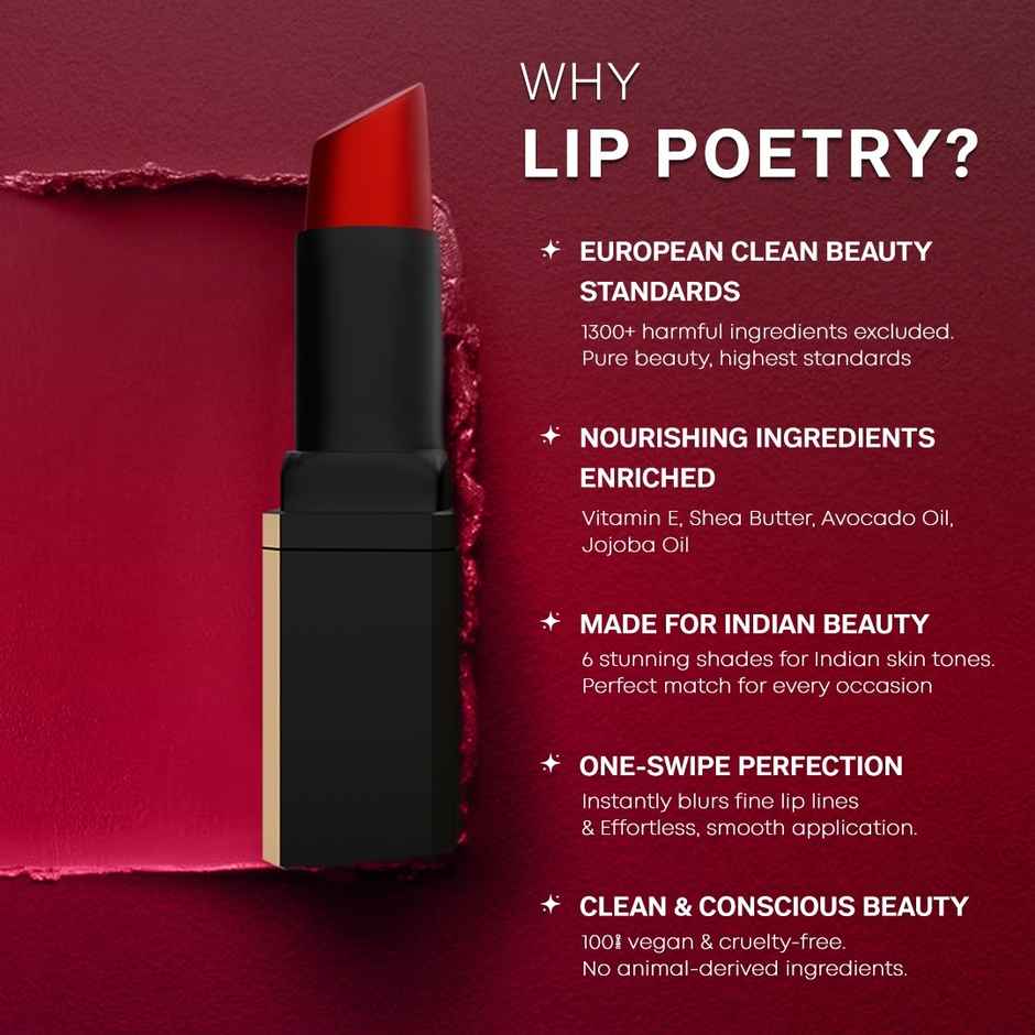 Flicka Lip Poetry Matte Lipstick Moisturizing | Long Lasting | Intensely Pigmented | 05 Teddy Bear