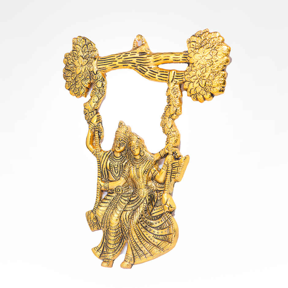 Devnidhii Radha Krishan on Jhula Wall Hanging in Gold Polish