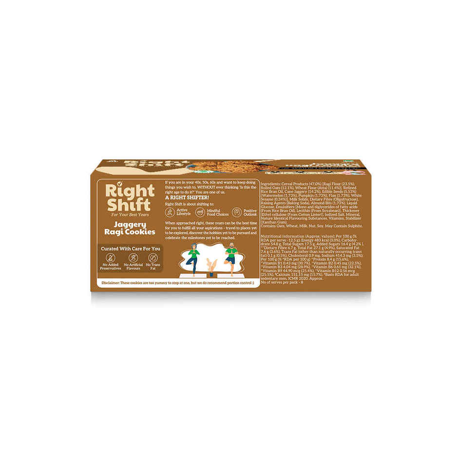 Right Shift Jaggery Ragi 0% Maida Cookies | 0% Refined Sugar | With Nuts And Seeds
