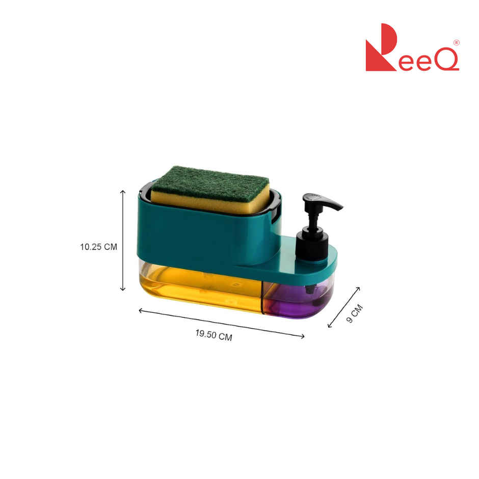 ReeQ 2-in-1 Dishwashing Liquid Dispenser with Sponge Holder | Dual Soap Pump Cleaning Organizer
