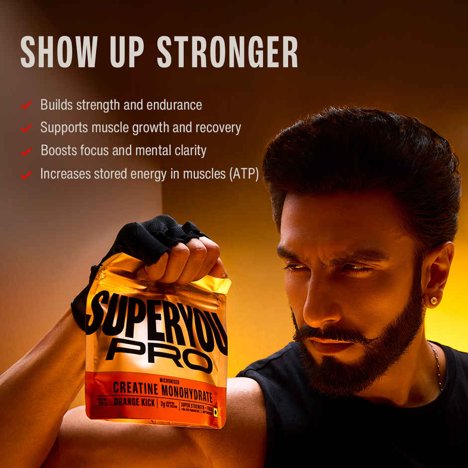 SuperYou Pro Micronised Creatine Monohydrate Kick | 33 Servings | Orange