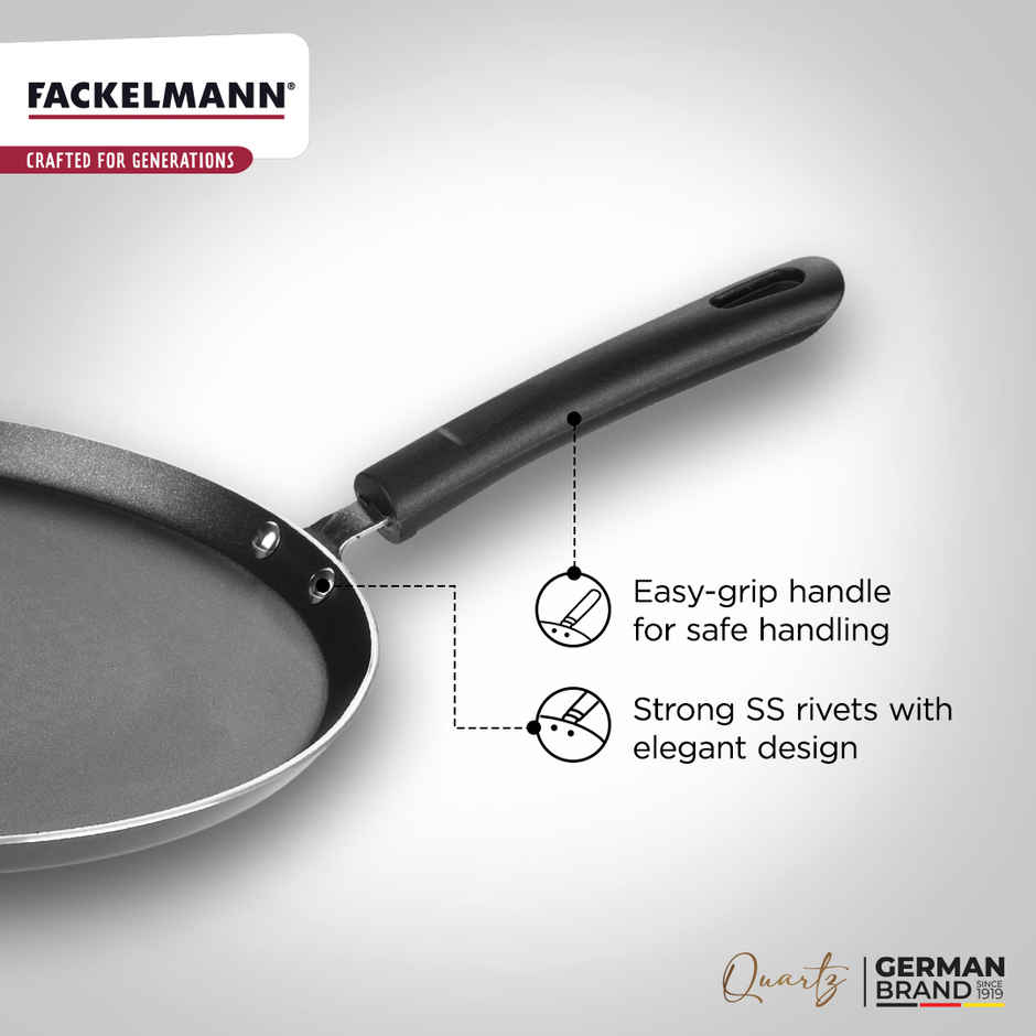 Fackelmann Quartz Nonstick Flat Tawa 25Cm, Induction, German Tech, Paratha, Omelette, Dosa