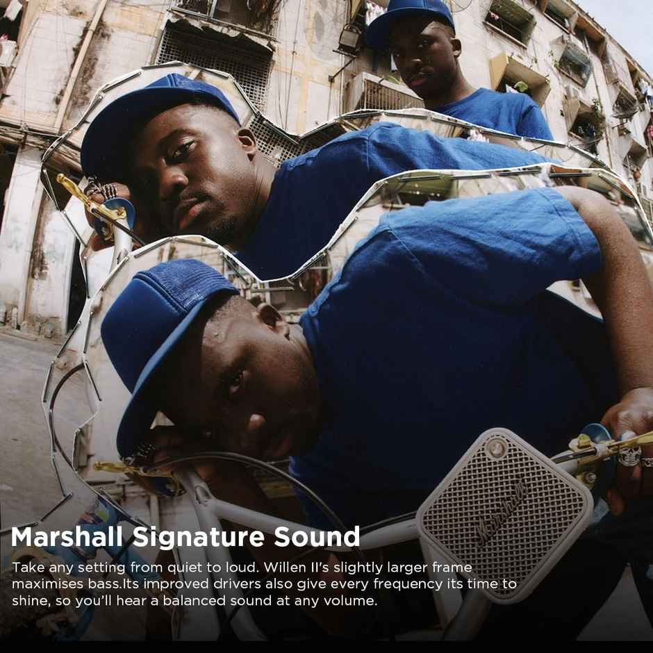 Marshall Willen II Portable Bluetooth Speaker - 17+ Hours Playtime, Dust & Waterproof - Cream