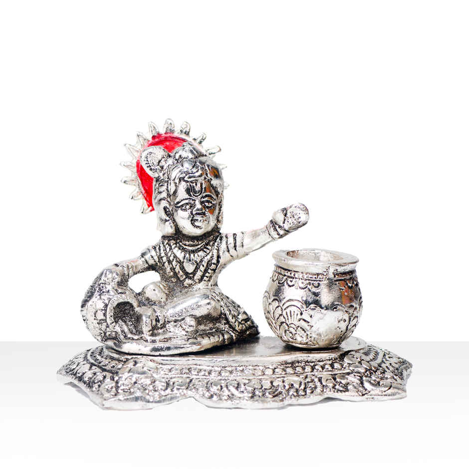 Laddu Gopal Silver Plated with Maakhan Matka | Devnidhi