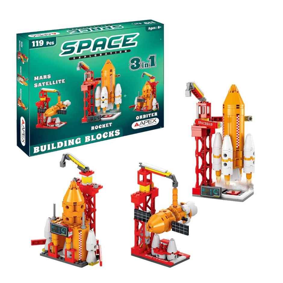 Apex Space Building Blocks 119 Pieces | 3-in-1 Rocket Set | STEM Toy