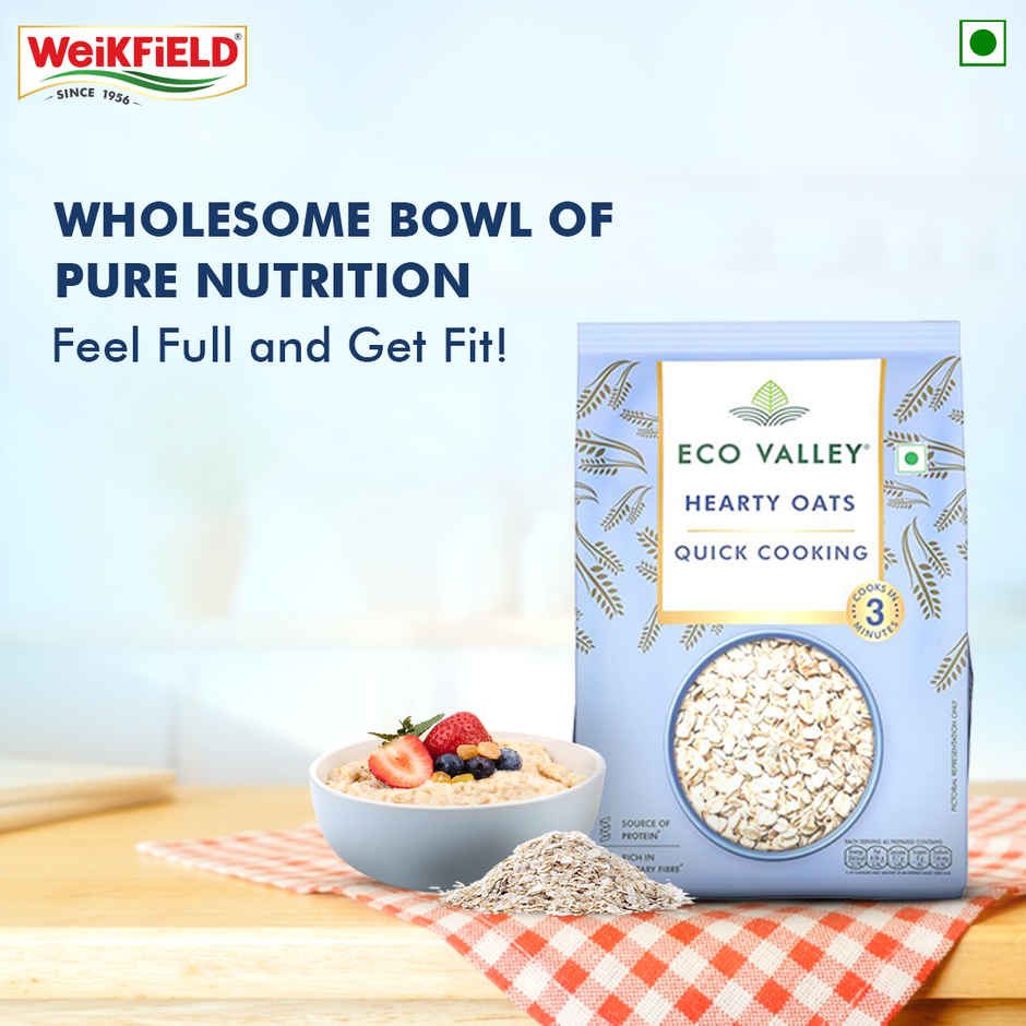 Eco Valley Hearty Oats | Rich in Protein and Fibre | Truly Natural grain | Cooks in 3 Minutes