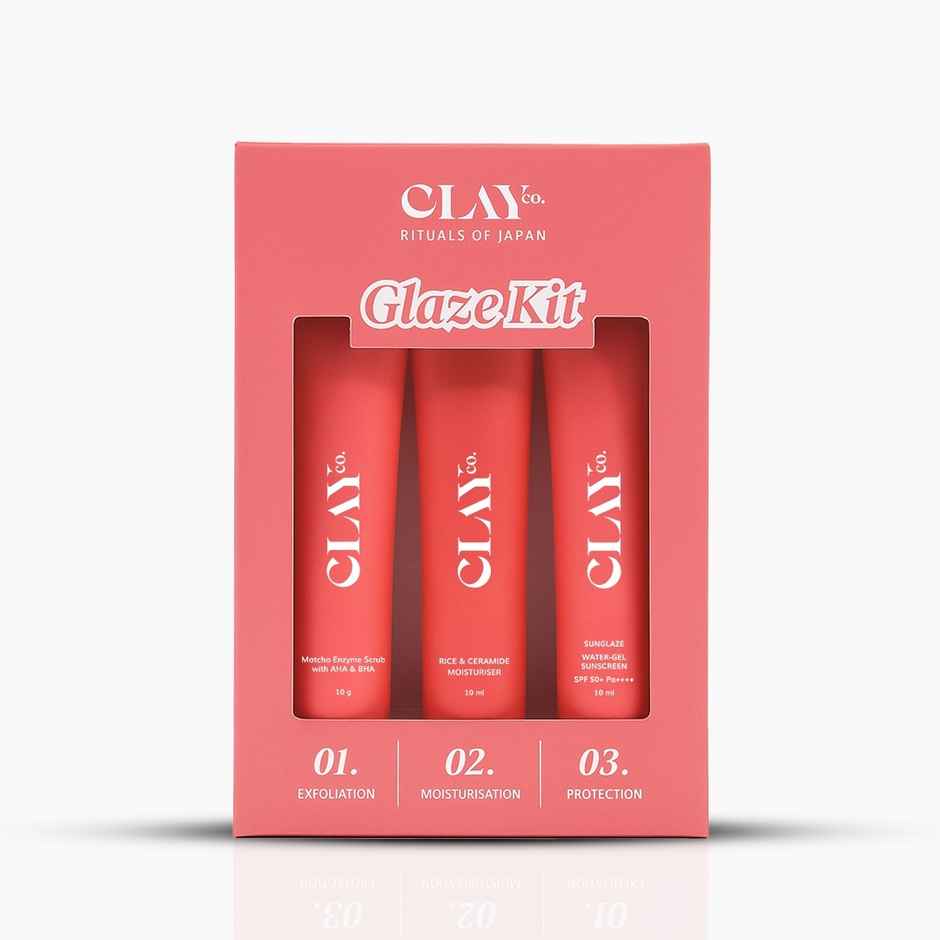 Clayco Glaze Minis Kit | Matcha Enzyme Scrub | Rice & Ceramide Moisturise