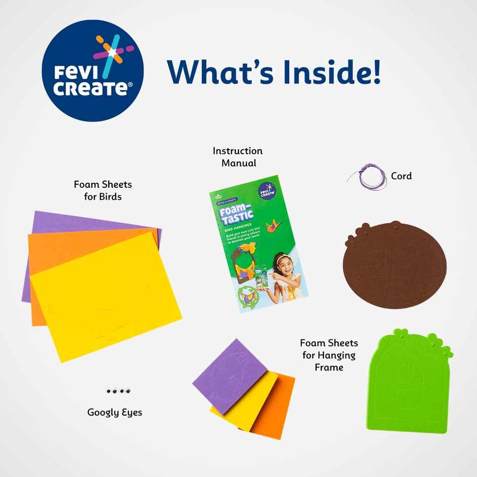 Fevicreate Build-n-Create Foam-Tastic Bird Hangings Kit | Foam Bird Craft | 5+ years
