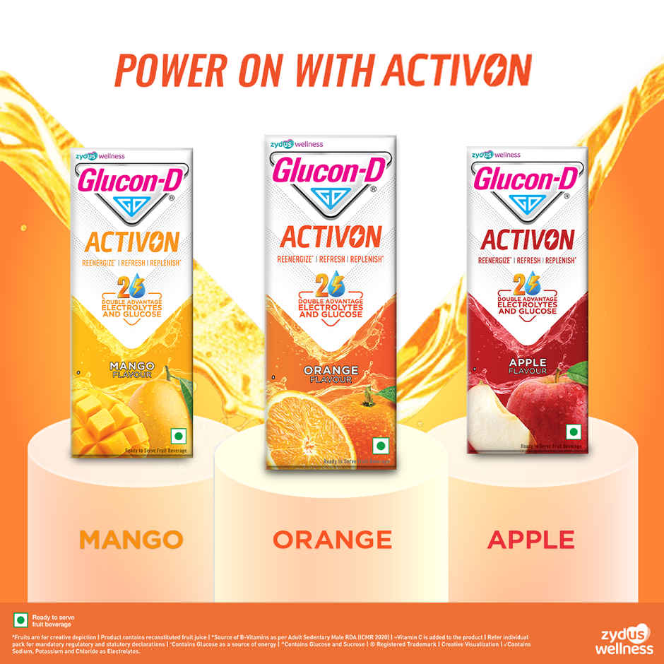 Glucon-D Activon Electrolyte Energy Drink | Orange Flavour