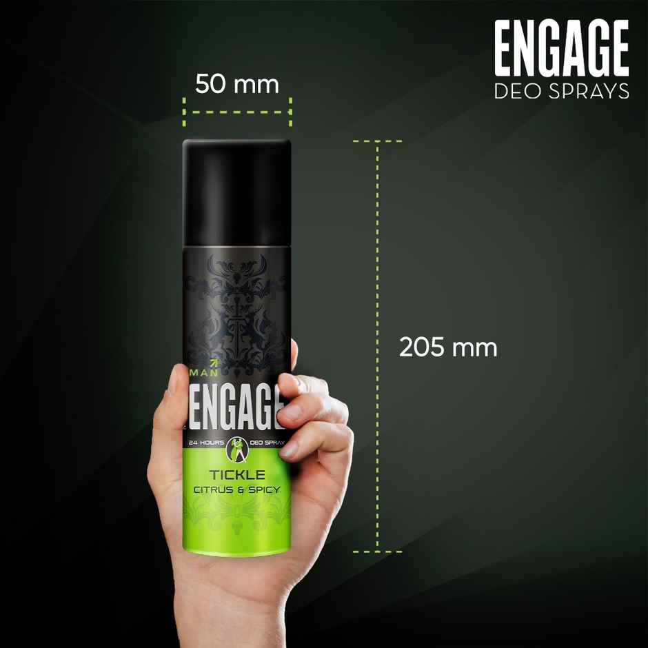 Engage Tickle Deodorant for Men, Body Spray, Citrus & Spicy, Skin Friendly