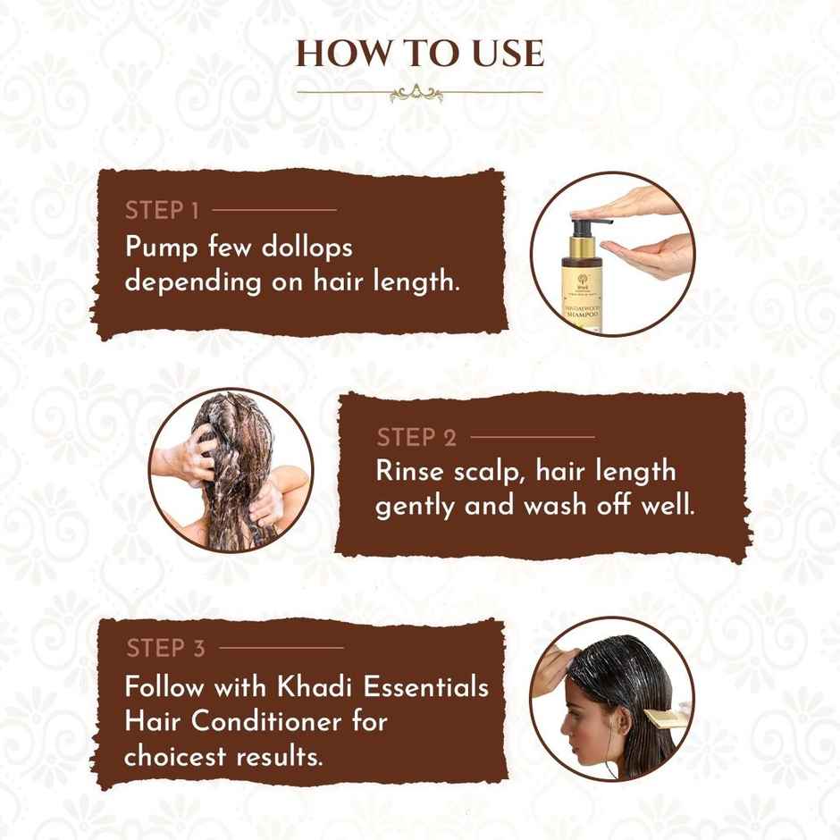 Khadi Essentials Sandalwood Hair Shampoo for Hair Fall Control - Sulfate & Paraben Free