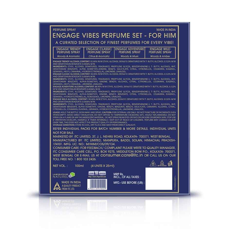 Engage Vibes Perfume Spray Set For Men | Long-Lasting Freshness