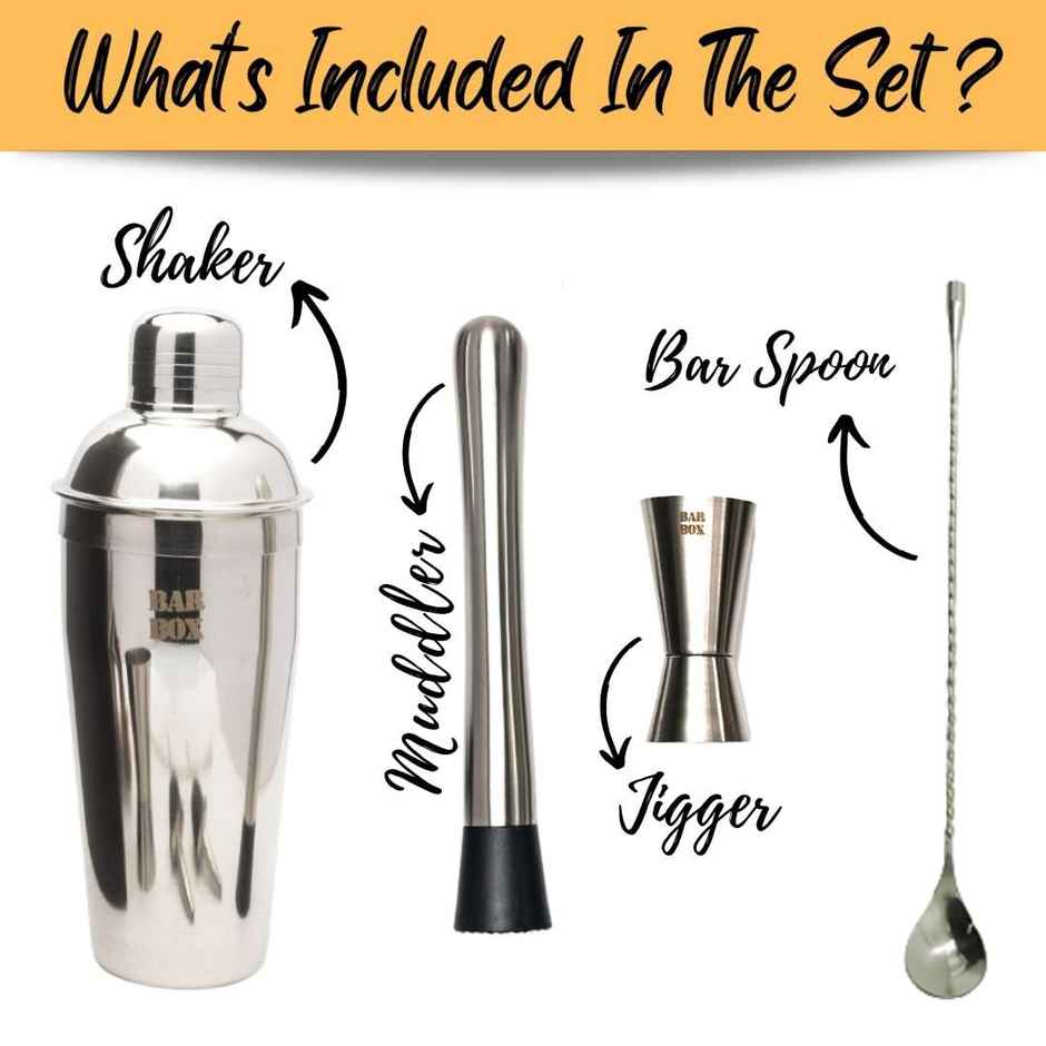 Bar Box 4 pcs Cocktail Shaker Set Food Grade Stainless Steel Bartender Bar Kit