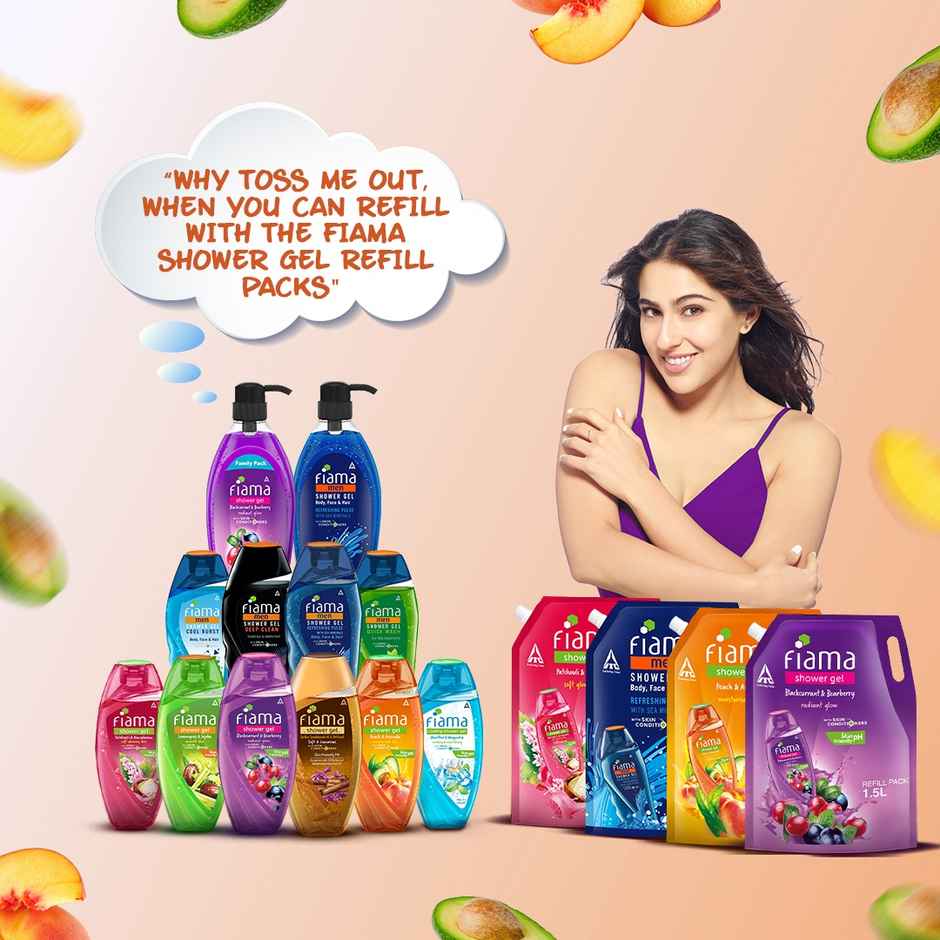 Fiama Body Wash Shower Gel Peach & Avocado, with Skin Conditioners for Soft & Moisturised Skin