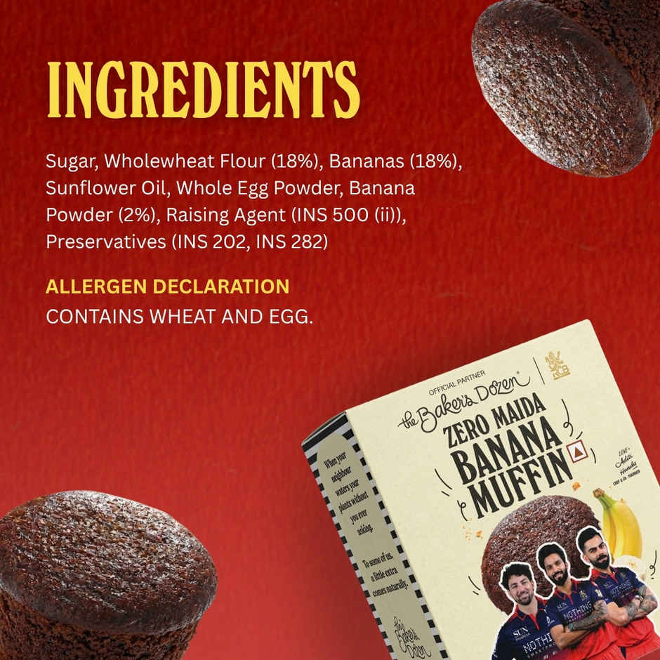 The Baker's Dozen Banana Muffin Zero Maida | Fruit Cake | Bakery Delight Combo