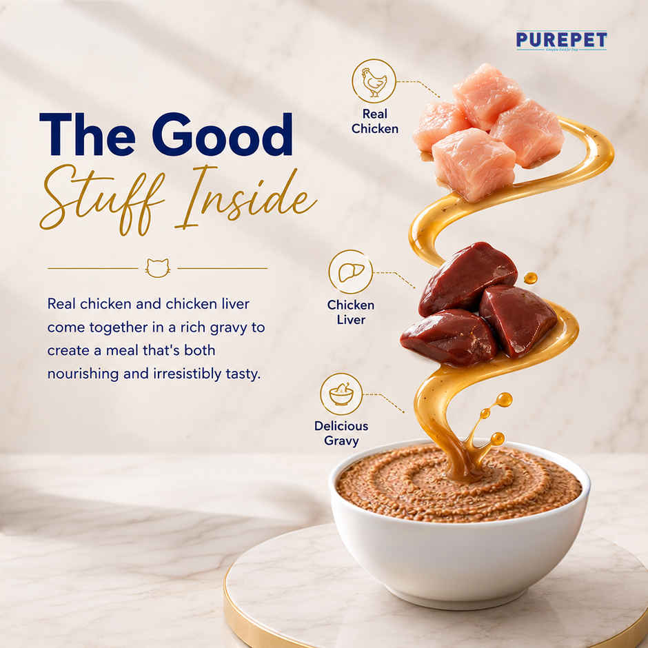 Purepet Real Chicken and Chicken Liver in Gravy,Wet cat food