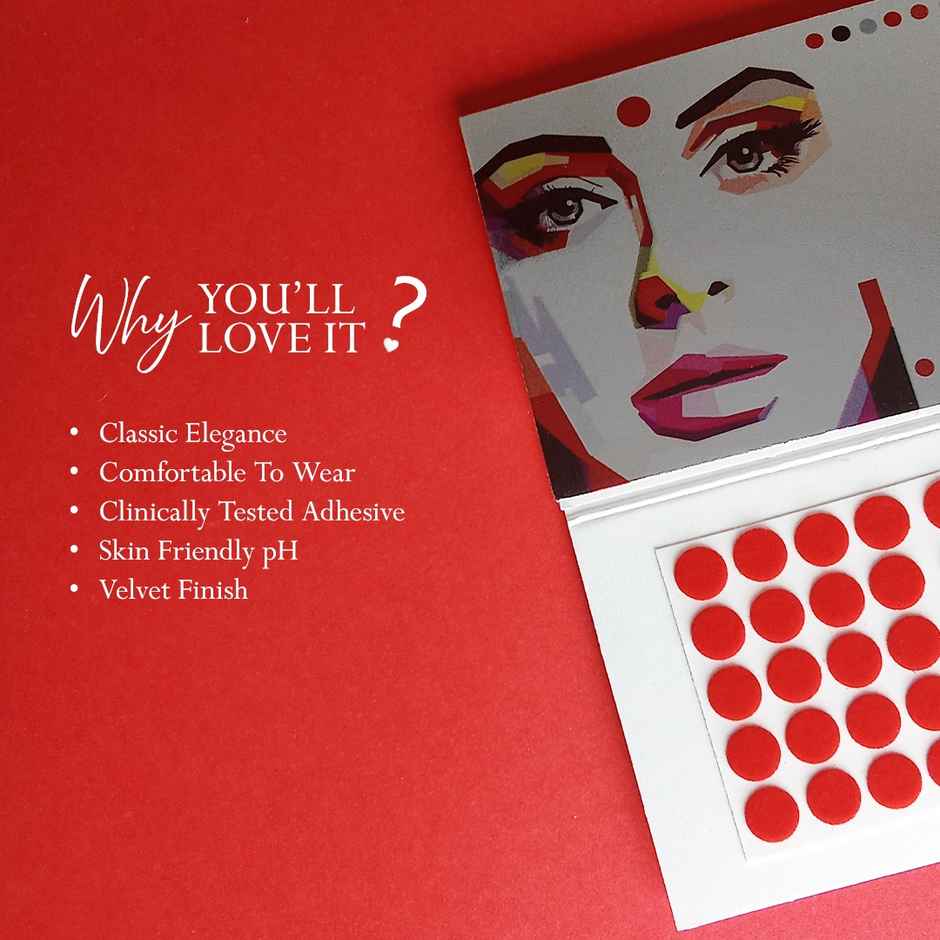 PERPAA Red Bindi | 1 Flap | Size 11 Diameter 1.5 mm | Round Kumkum Bindi for women