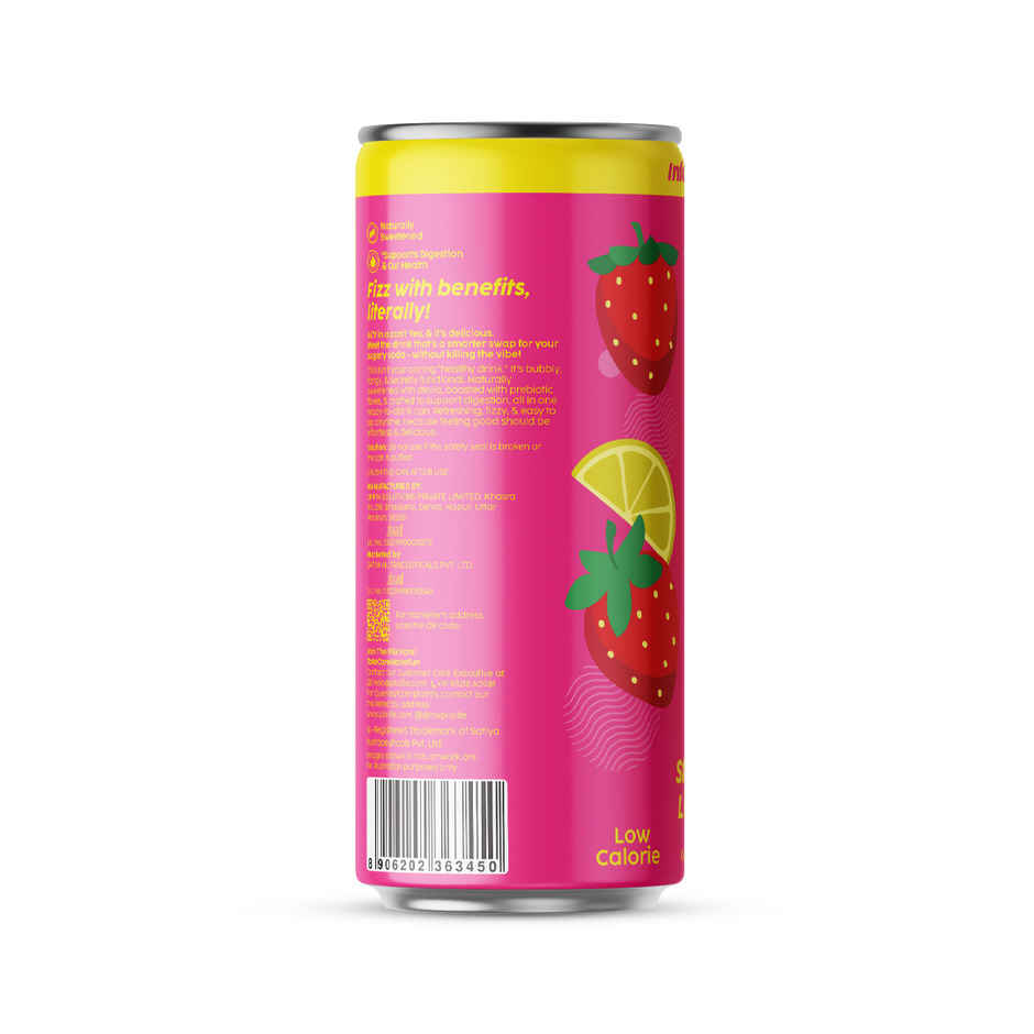 Plix Strawberry Lime Bomb Fizzy Soft Drink Can|Low Calorie & Zero Sugar|Prebiotics With 6g Fibre | Soda