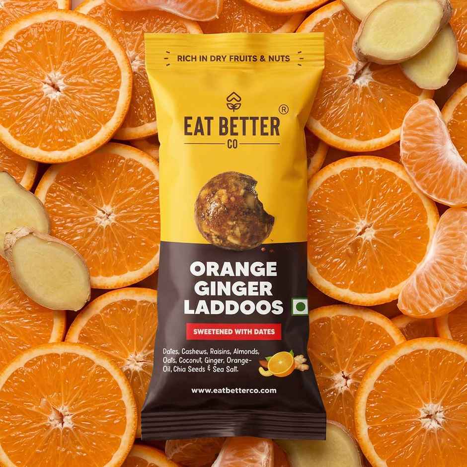 Eat Better Co Orange & Ginger Laddoos | No Added Sugar | High Protein, Truly Natural