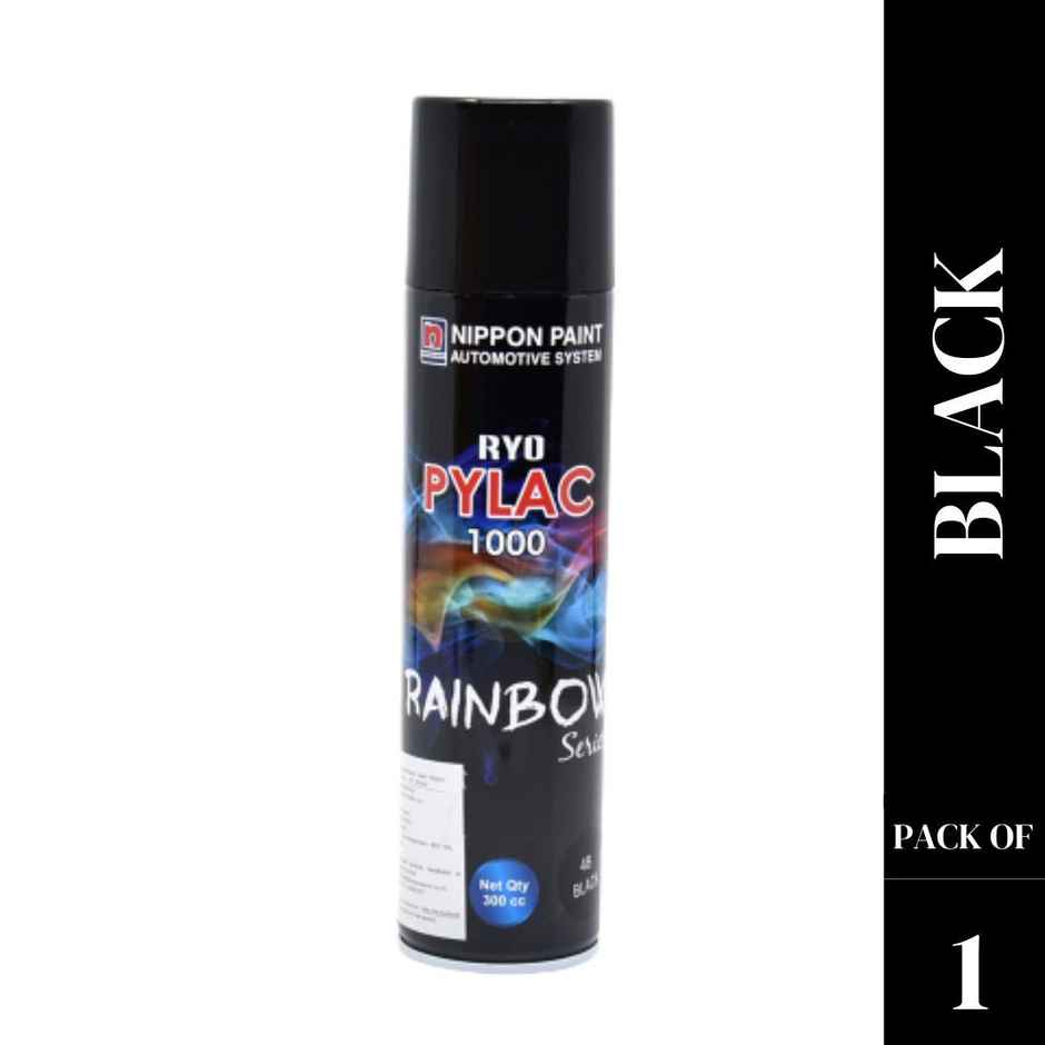 Nippon Paint Pylac 1000 Acrylic Multi-Purpose Spray Paint Glossy Black for Car, Bike, Home