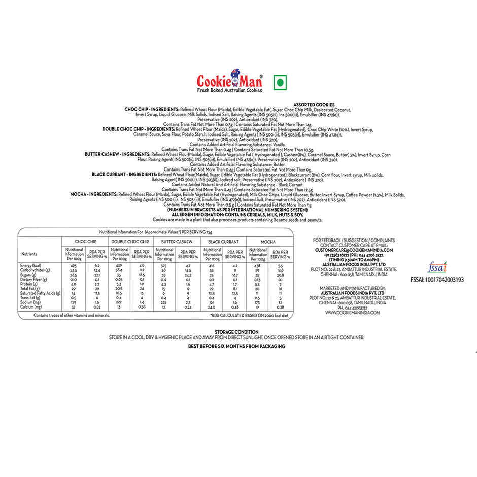 Cookie Man Premium Christmas Assorted Cookies and Biscuits Gift Tin Pack