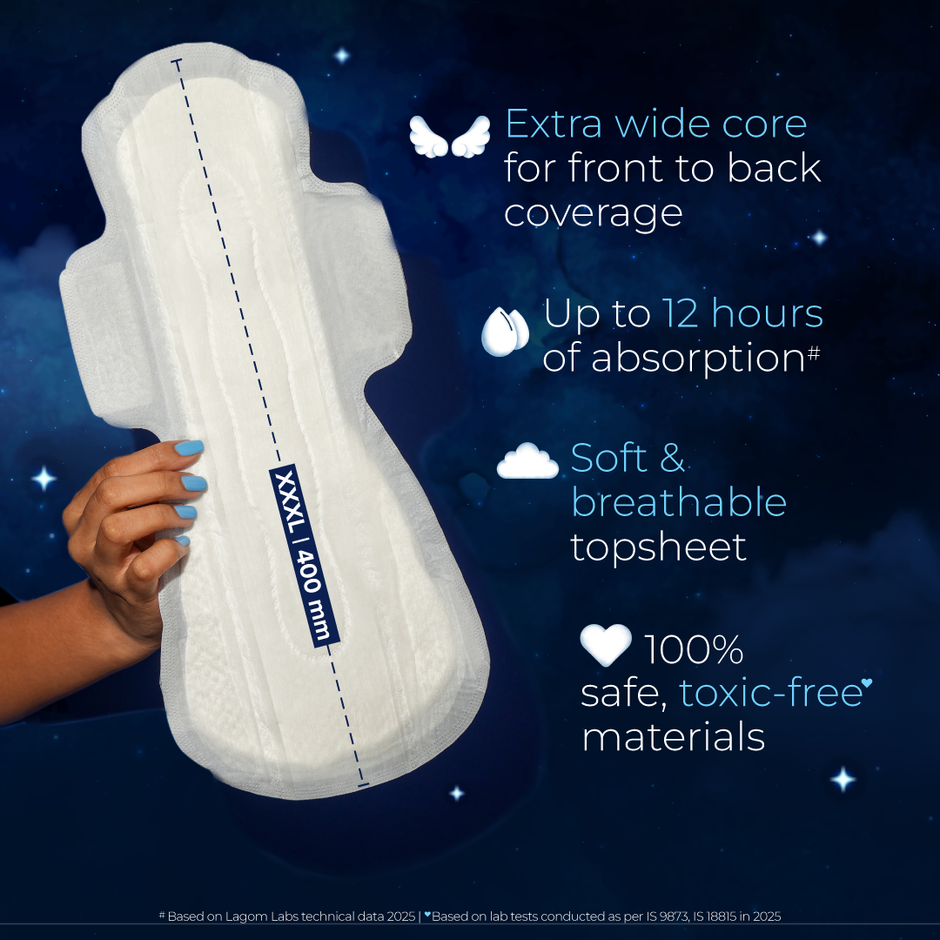 Nua All Night Comfort Sanitary Pads with Disposal Cover |XXXL