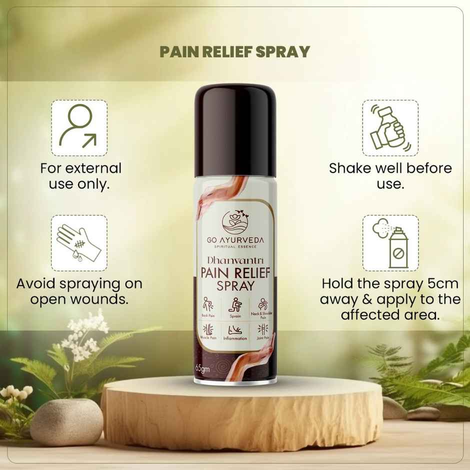 Go Ayurveda Dhanvantri Pain Relief Spray For Joint, Muscle & Back Pain|With Clove & Cinnamon