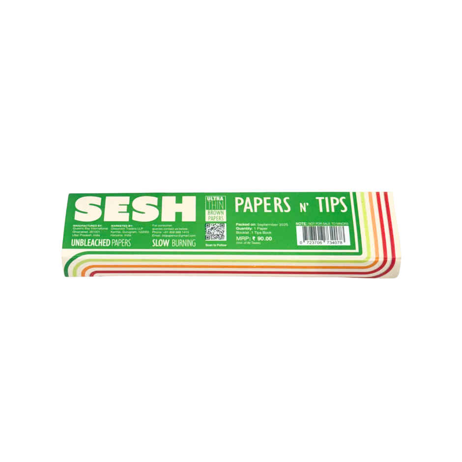 Sesh Paper n Tips Rolling Paper with Filter Tips | King Size Slim | 32 Papers + Tips