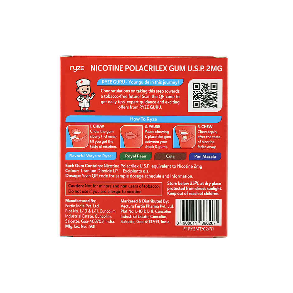 Ryze Frosty Mint Nicotine Gums 2MG | 9 Gum Blister Combo