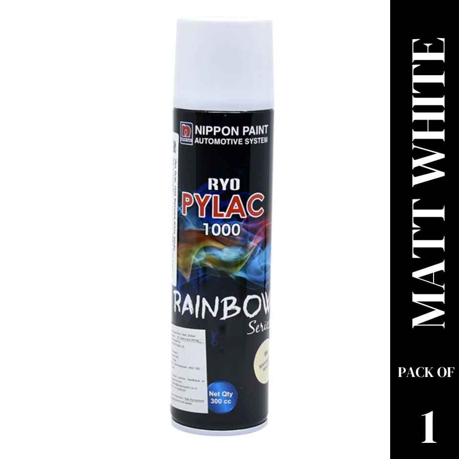 Nippon Paint Pylac 1000 Acrylic Multi-Purpose Spray Paint Matt White Color for Car, Bike, Home