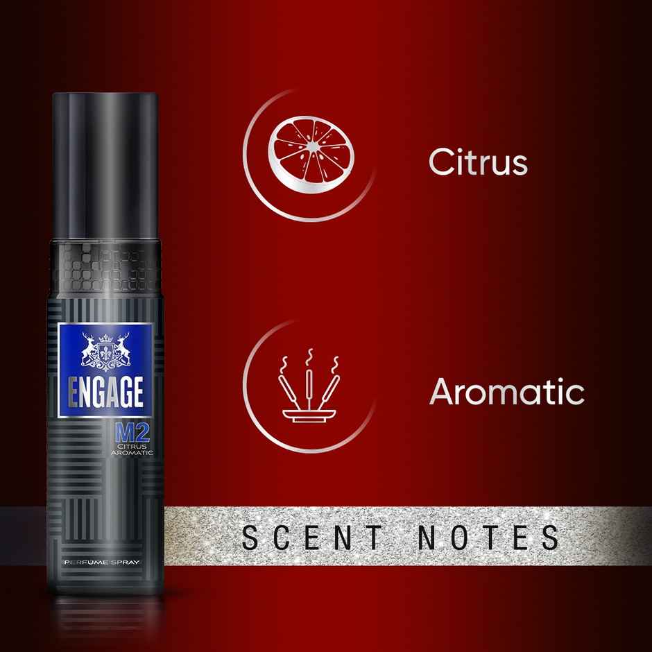 Engage M2 Perfume Spray for Men 120ml | Citrus & Amber | 24 hr Freshness | Long Lasting
