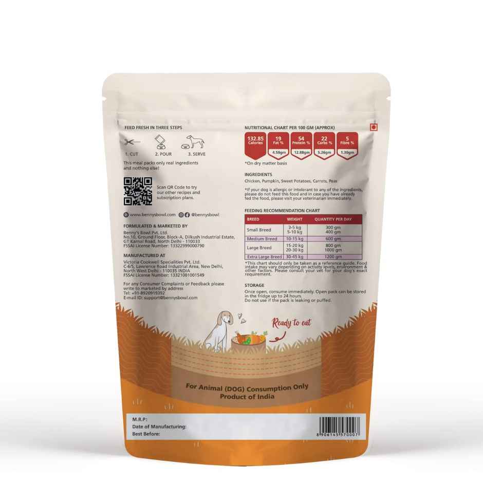 Benny's Bowl Fresh & Wet Dog Food - Chicken & Pumpkin | Grain Free